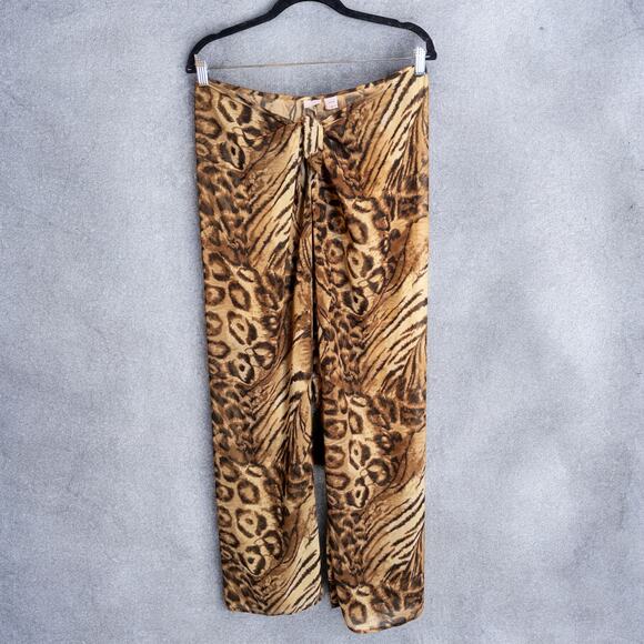 Victoria’s Secret Y2K Animal Print Sheer Tie Front Wide Leg Lounge Pants Size M - Picture 3 of 8
